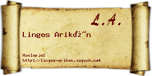 Linges Arikán névjegykártya